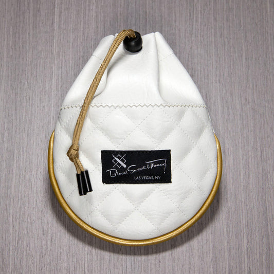 BST RANGEFINDER POUCH - TUFTED - WHITE W/ GOLD